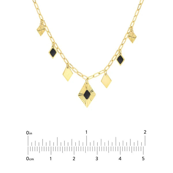 Black EN/Amel Diamond-Shaped Drops Necklace