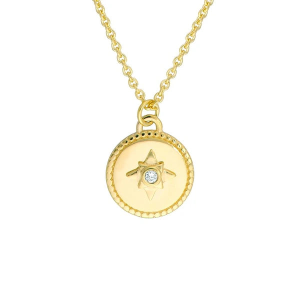 Small Star Medallion Necklace with Diamond