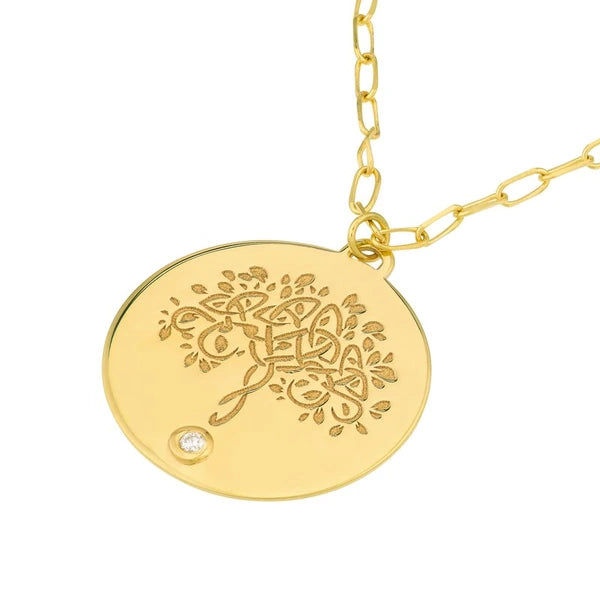 Tree of Life Medallion Necklace with Diamond
