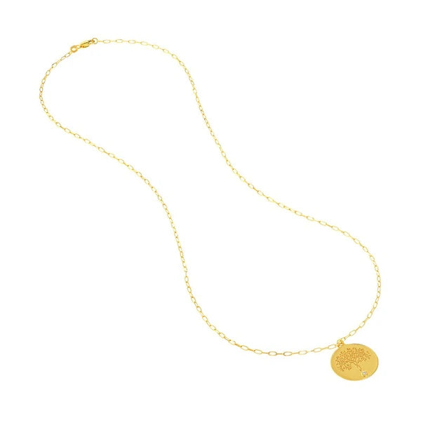 Tree of Life Medallion Necklace with Diamond