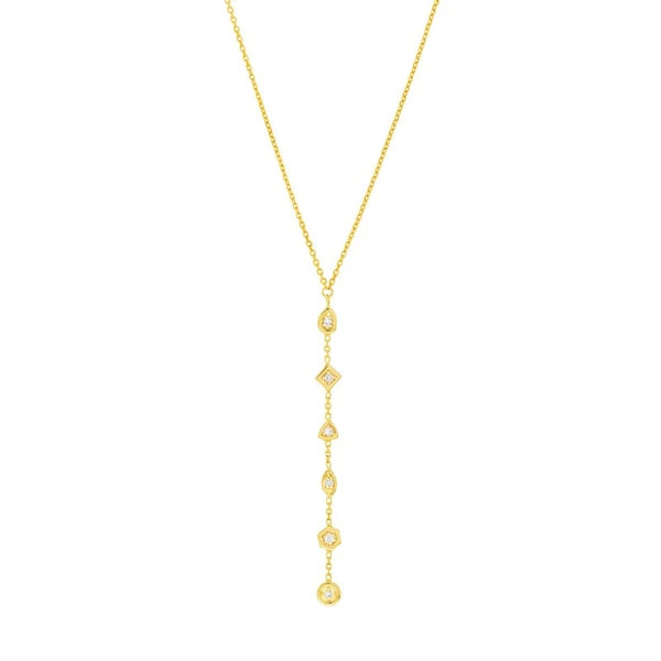 Lariat Necklace with Mixed Diamond Bezels
