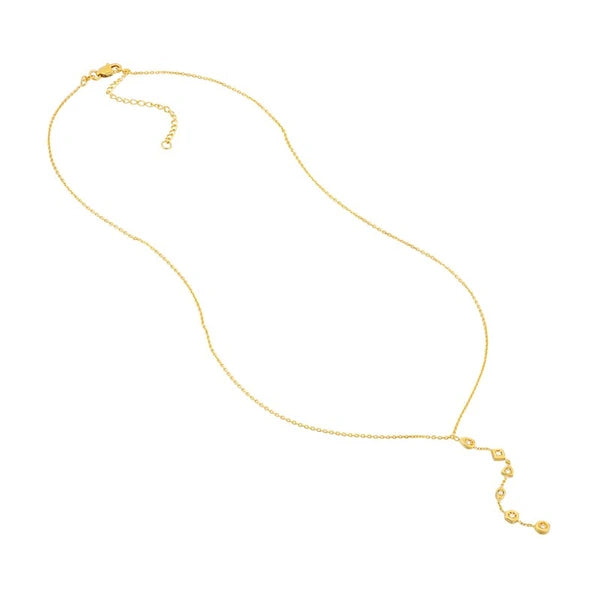 Lariat Necklace with Mixed Diamond Bezels