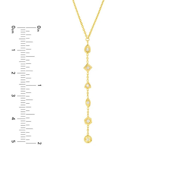 Lariat Necklace with Mixed Diamond Bezels