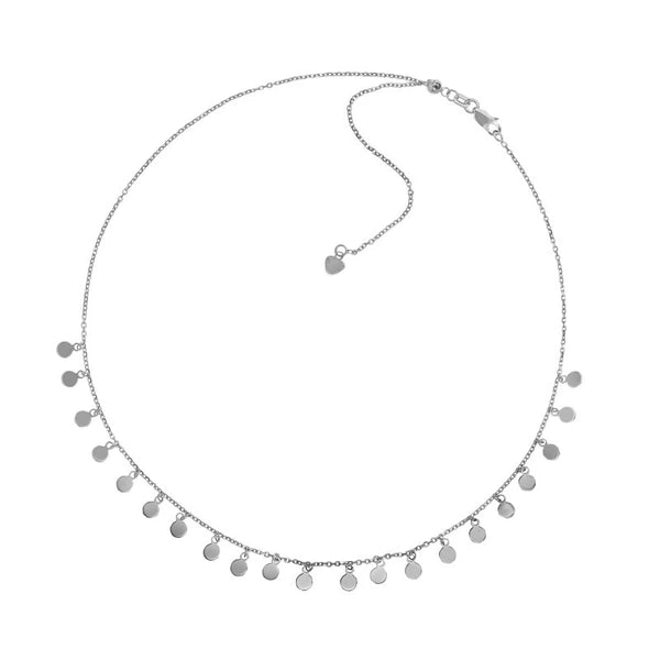 Sterling Silver Small Disc Dangles Adjustable Choker