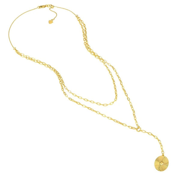 Two-Stranded Fluted Pendant Choker Necklace