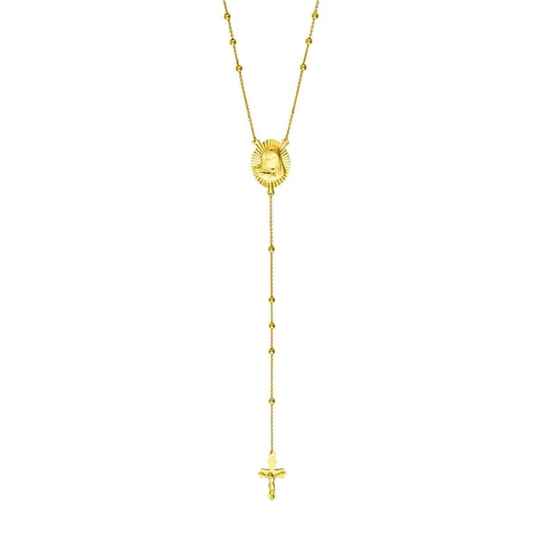 Virgin Mary and Cross Rosary Necklace