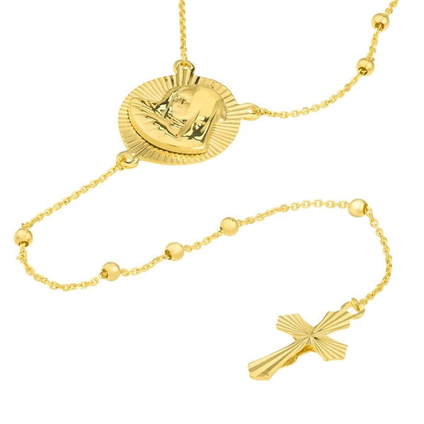 Virgin Mary and Cross Rosary Necklace