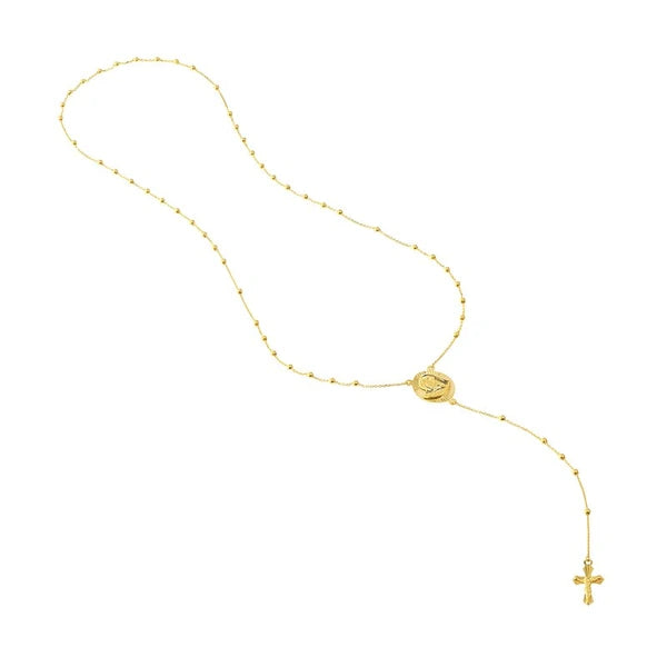 Virgin Mary and Cross Rosary Necklace