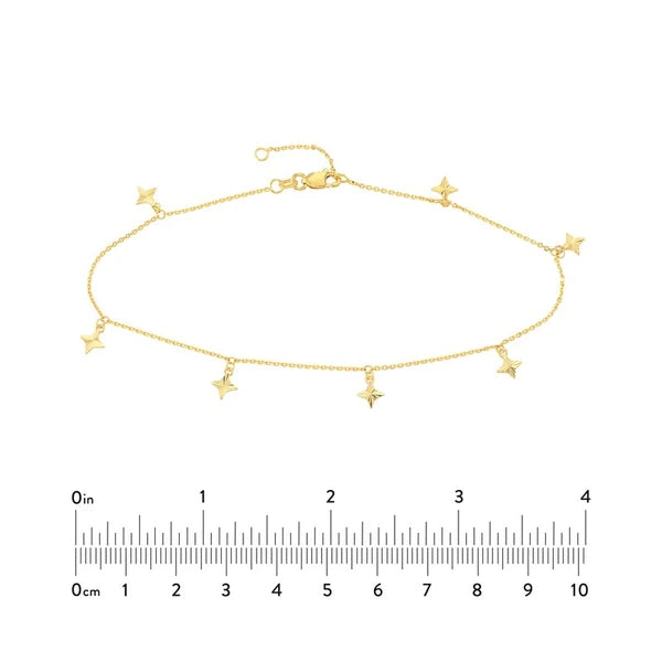 Fluted Star Dangle Adjustable Anklet