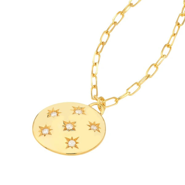 Diamond Star Cluster Medallion Necklace