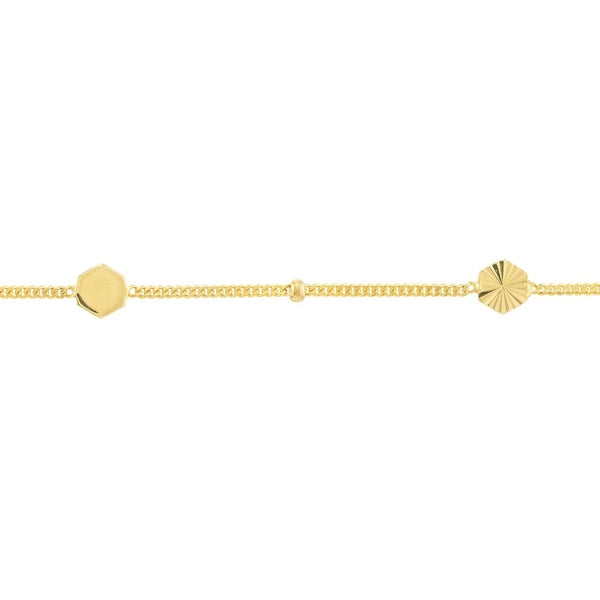 Fluted/Polished Hexagon Adjustable Anklet