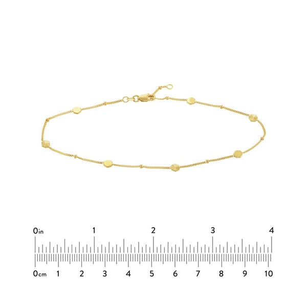 Fluted/Polished Hexagon Adjustable Anklet