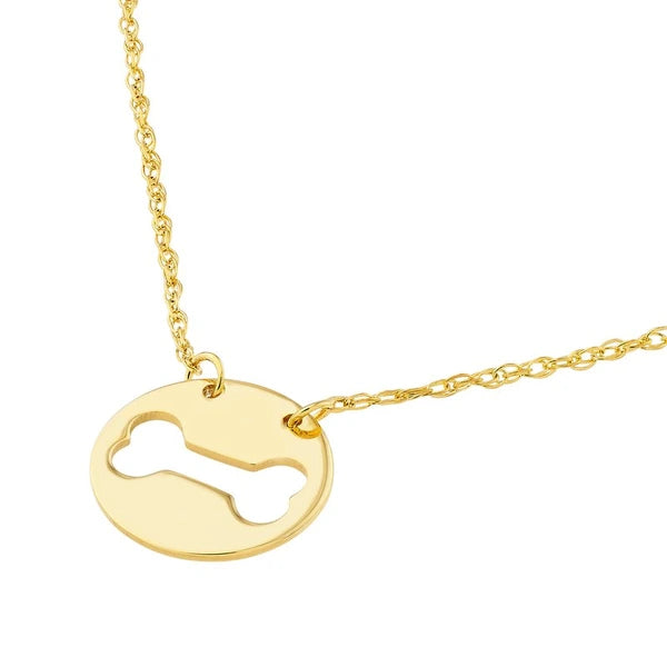 So You Cutout Dog Bone Mini Disk Necklace