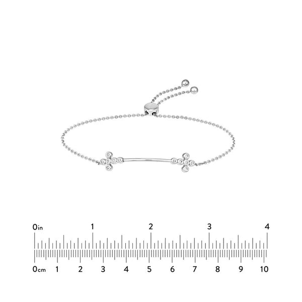 Sterling Silver CZ Bezel Bolo Bracelet