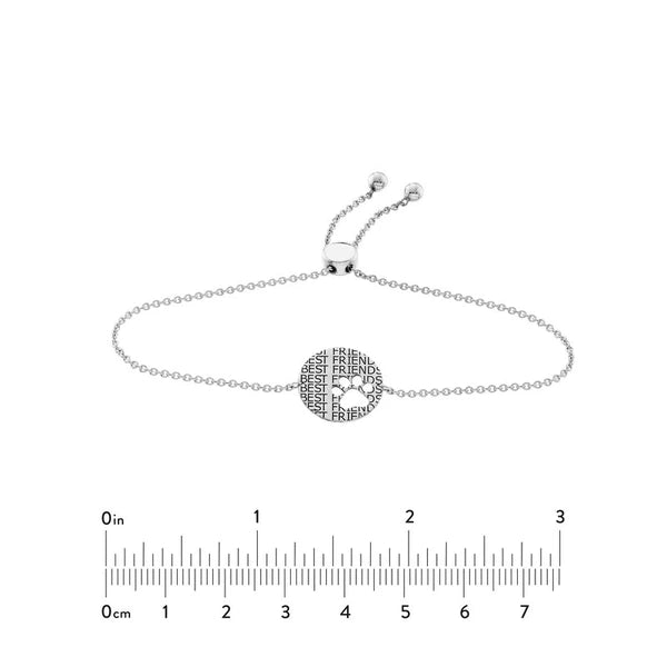 Sterling Silver Best Friends Disc with Paw Bolo Bracelet
