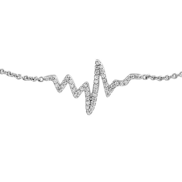 Sterling Silver CZ Heartbeat Bolo Bracelet