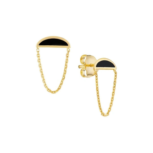 Onyx EN/Amel Sunrise Stud Earrings with Drape