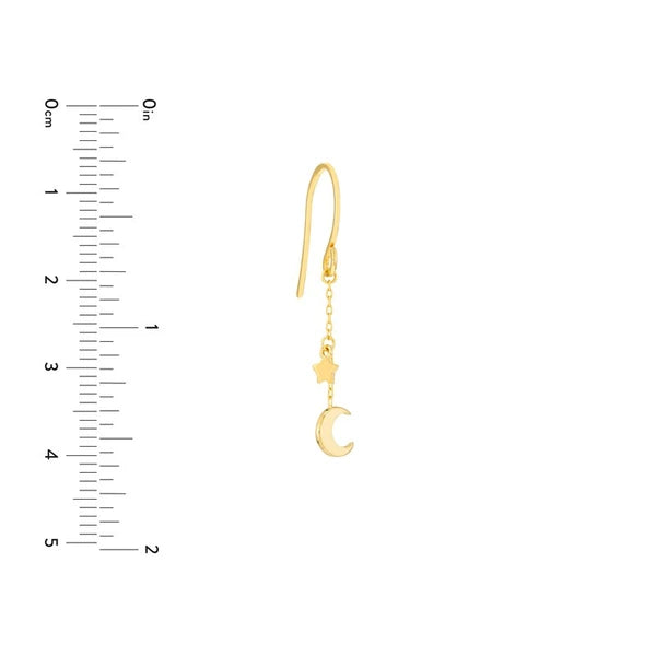 Crescent Moon and Star Drop Earrings