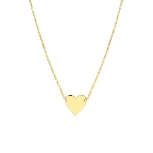 Plated Sterling Silver Polished Heart Necklace