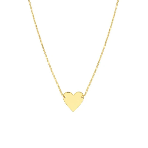 Plated Sterling Silver Polished Heart Necklace