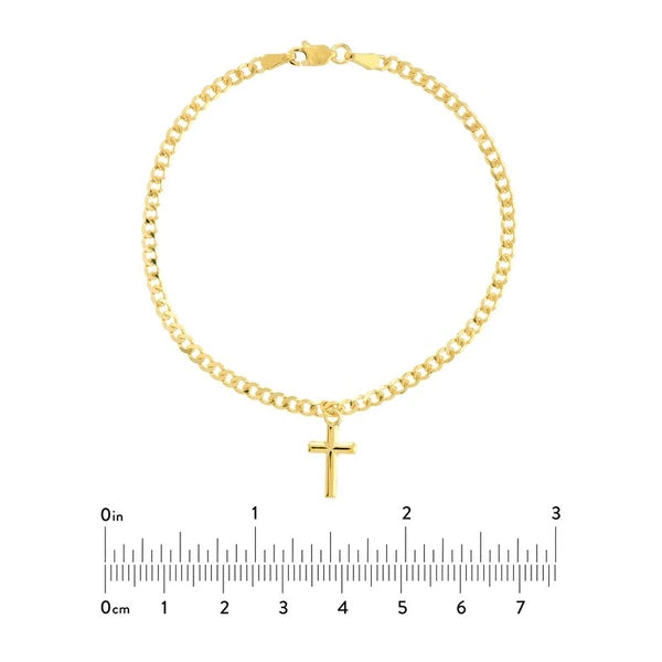 Cross Dangle Curb Chain Adj. Bracelet
