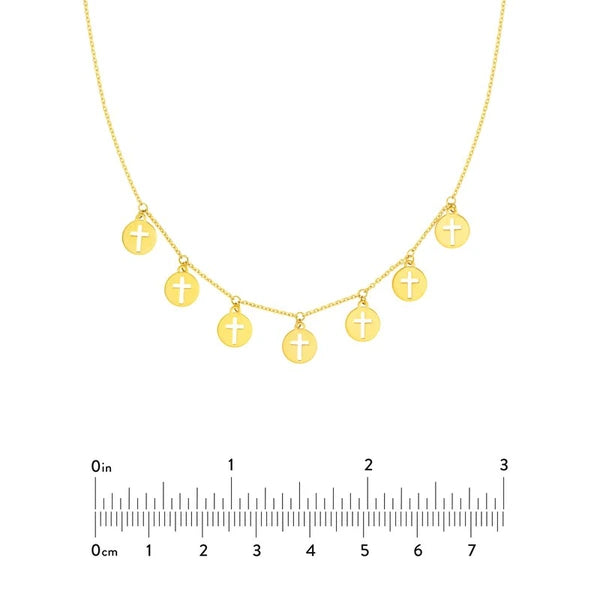 Cross Cutout Disc Dangles Adj. Necklace