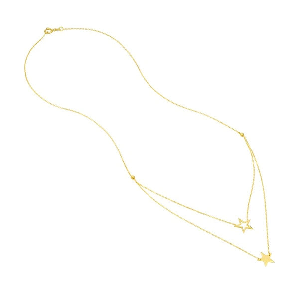Wire and Solid Star Duet Necklace
