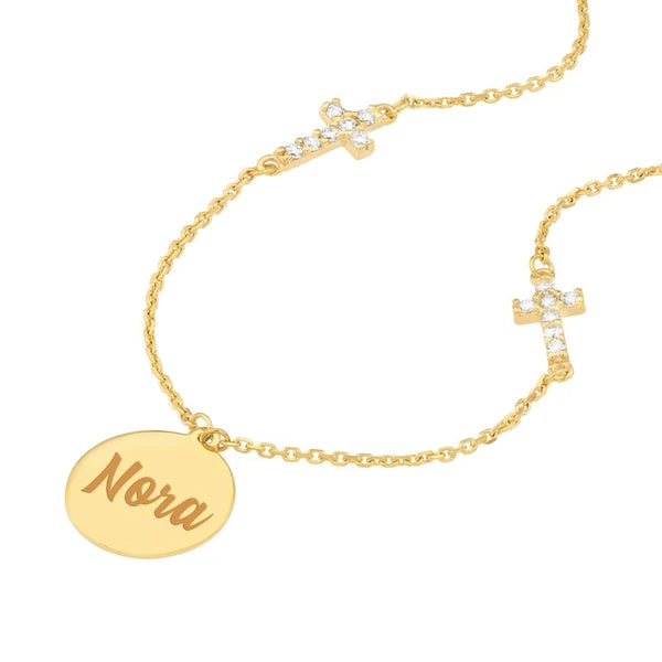 Disc Necklace with Four Cross Stations
