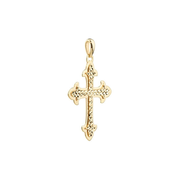 Diamond-Cut Fleury Cross Pendant