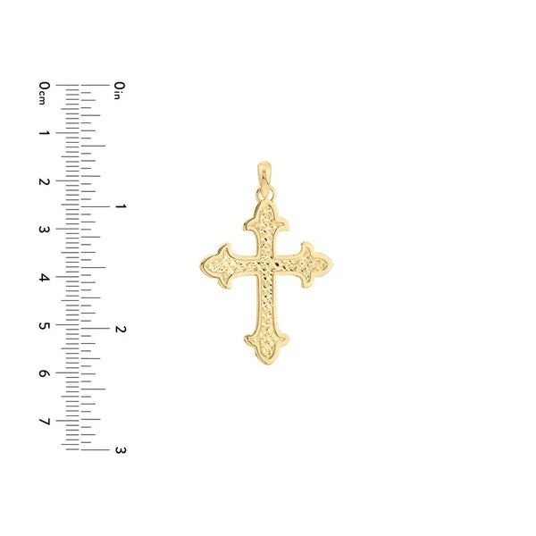Diamond-Cut Fleury Cross Pendant
