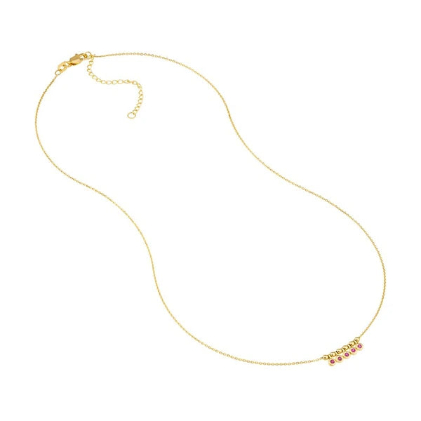 Mini Ruby Bezel and Bead Station Necklace