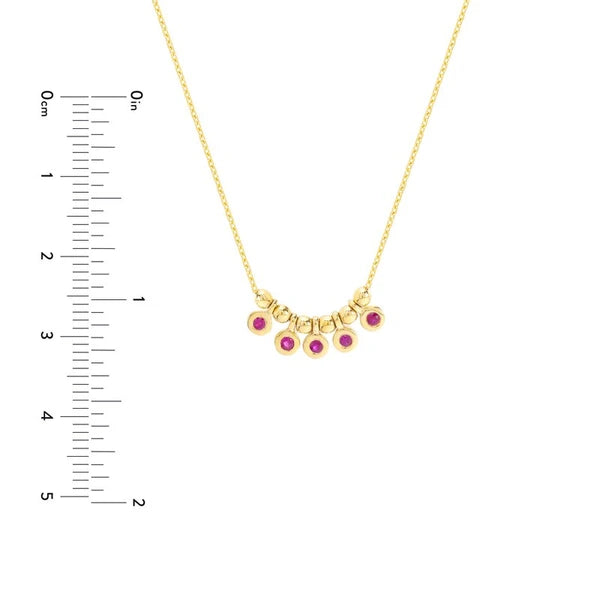 Mini Ruby Bezel and Bead Station Necklace