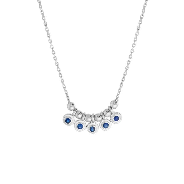 Mini Sapphire Bezel and Bead Station Necklace