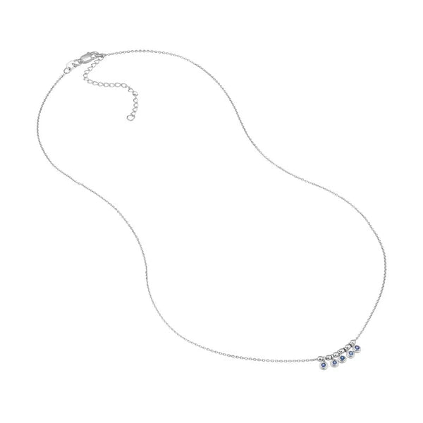 Mini Sapphire Bezel and Bead Station Necklace