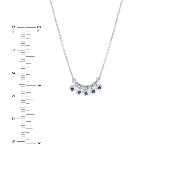 Mini Sapphire Bezel and Bead Station Necklace