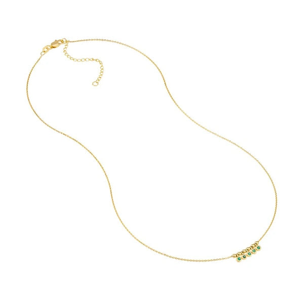 Mini Emerald Bezel and Bead Station Necklace