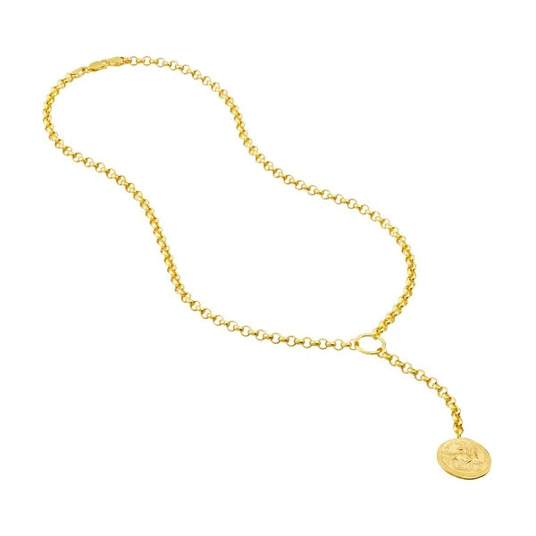 Ancient Coin Y-Necklace on Rolo Chain