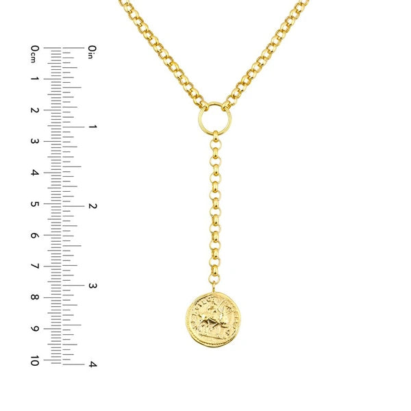 Ancient Coin Y-Necklace on Rolo Chain