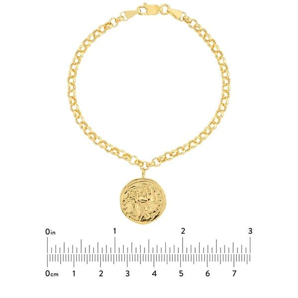 Antique Coin on Rolo Chain Adj. Bracelet