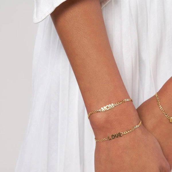 Love on Curb Chain Adjustable Bracelet