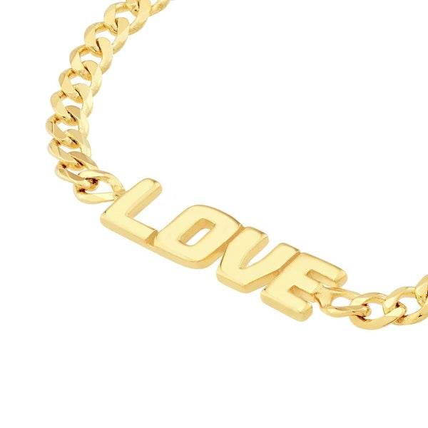 Love on Curb Chain Adjustable Bracelet