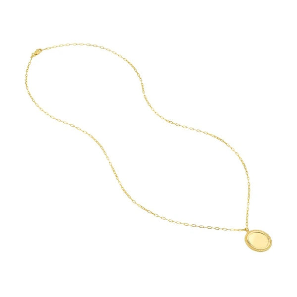 Engravable Beaded Disc Medallion Necklace