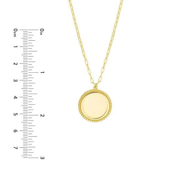 Engravable Beaded Disc Medallion Necklace