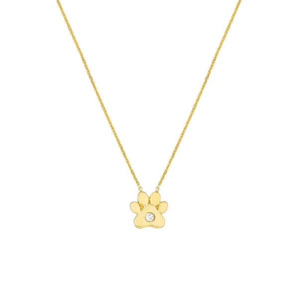 3pt Diamond Paw Pendant Necklace