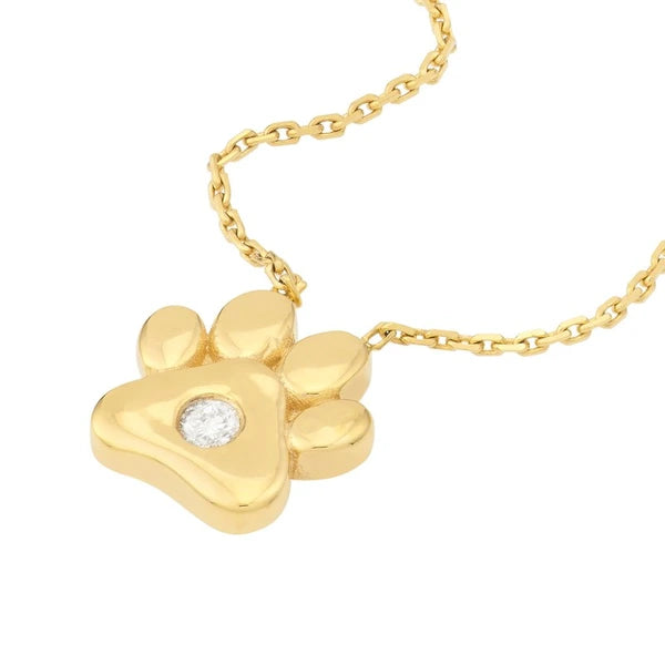 3pt Diamond Paw Pendant Necklace