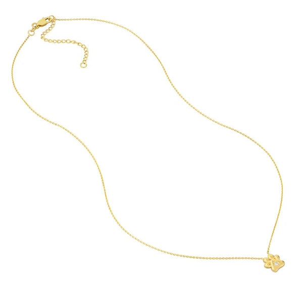 3pt Diamond Paw Pendant Necklace