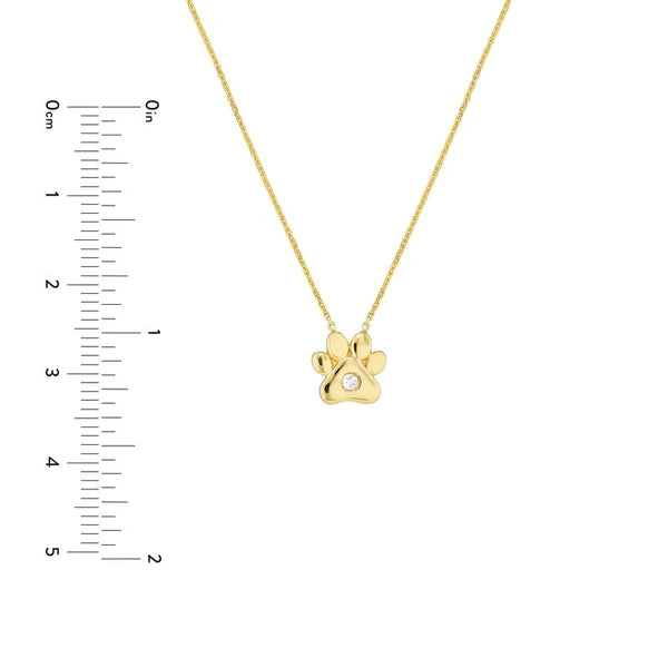 3pt Diamond Paw Pendant Necklace
