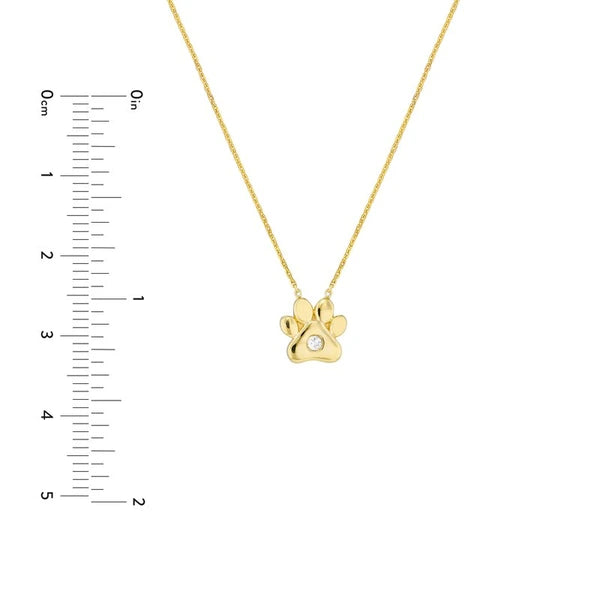 3pt Diamond Paw Pendant Necklace