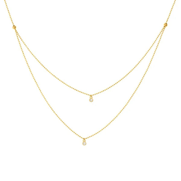 Diamond Drops Necklace on D/C Bead Chain