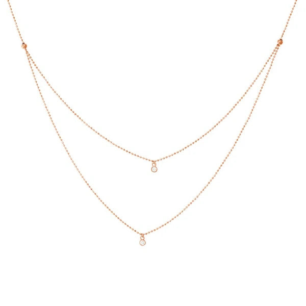 Diamond Drops Necklace on D/C Bead Chain